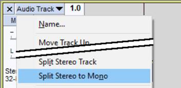 audacity split action dropdown